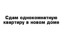 Сдам однокомнатную квартиру в новом доме